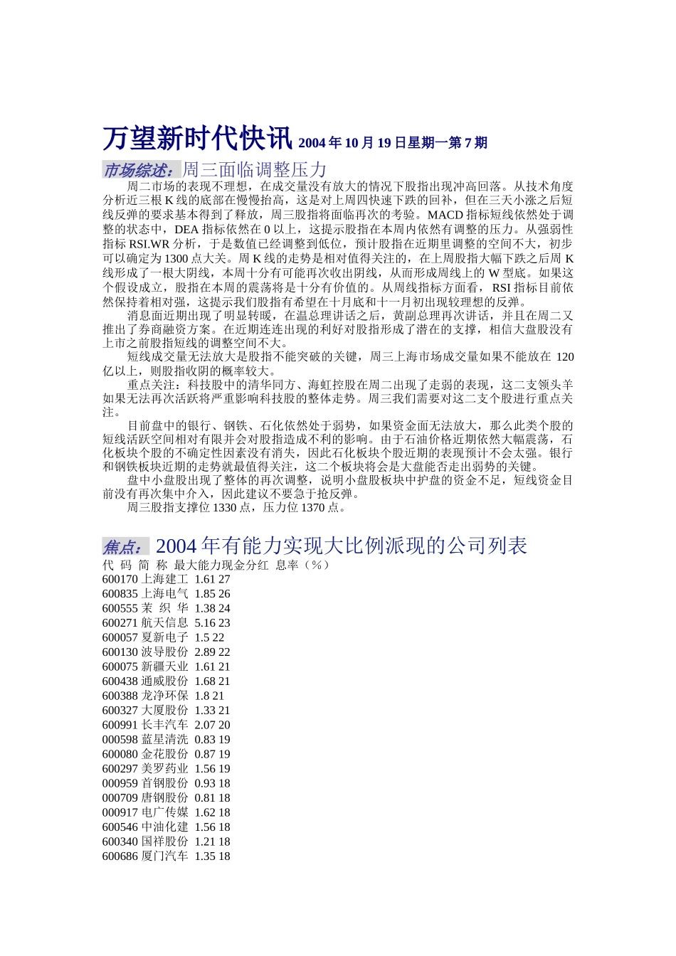 万望新时代投资快讯1019_第1页