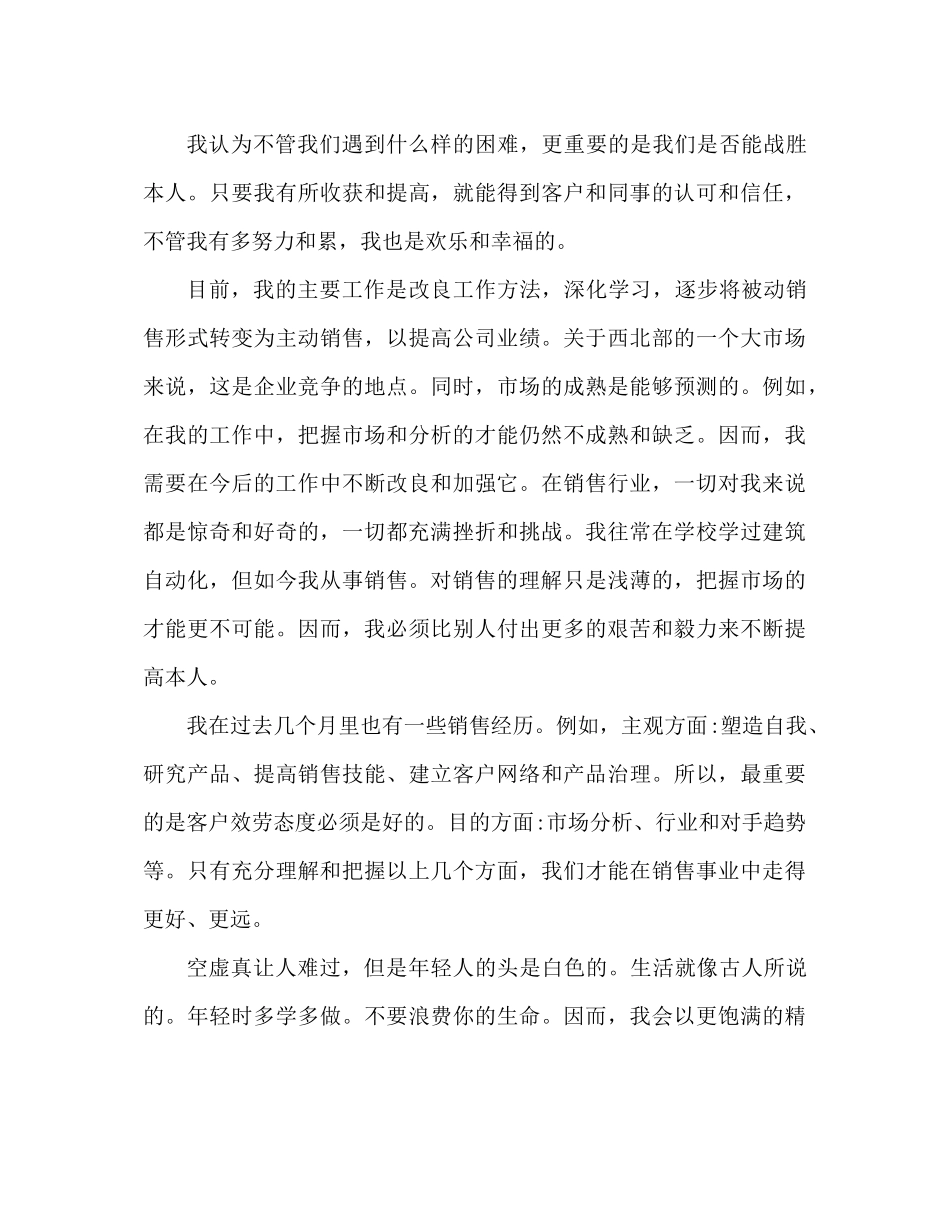 销售试用期工作参考总结范文（通用）_第3页