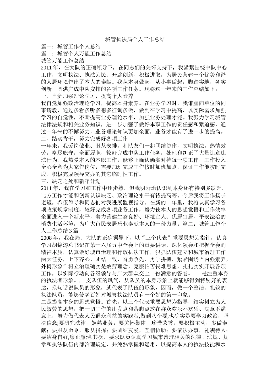 城管执法局个人工作总结_第1页