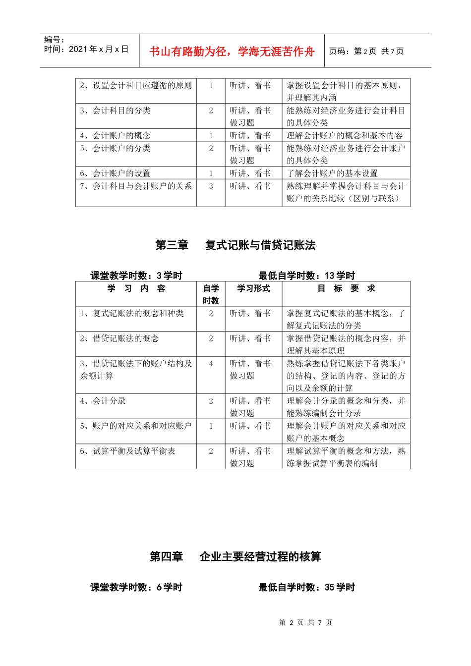 《初级会计学》课程学习要求与安排_第2页