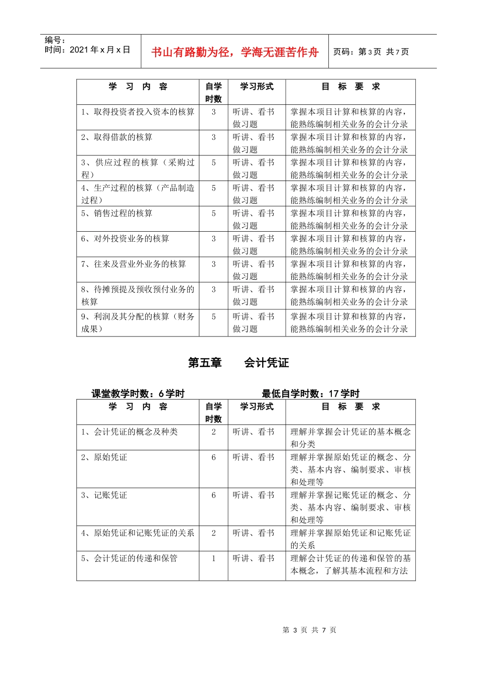 《初级会计学》课程学习要求与安排_第3页