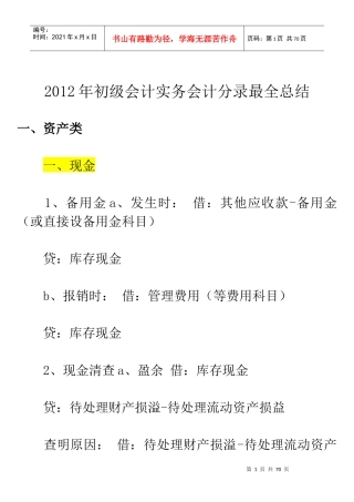 初级会计实务会计分录最全总结