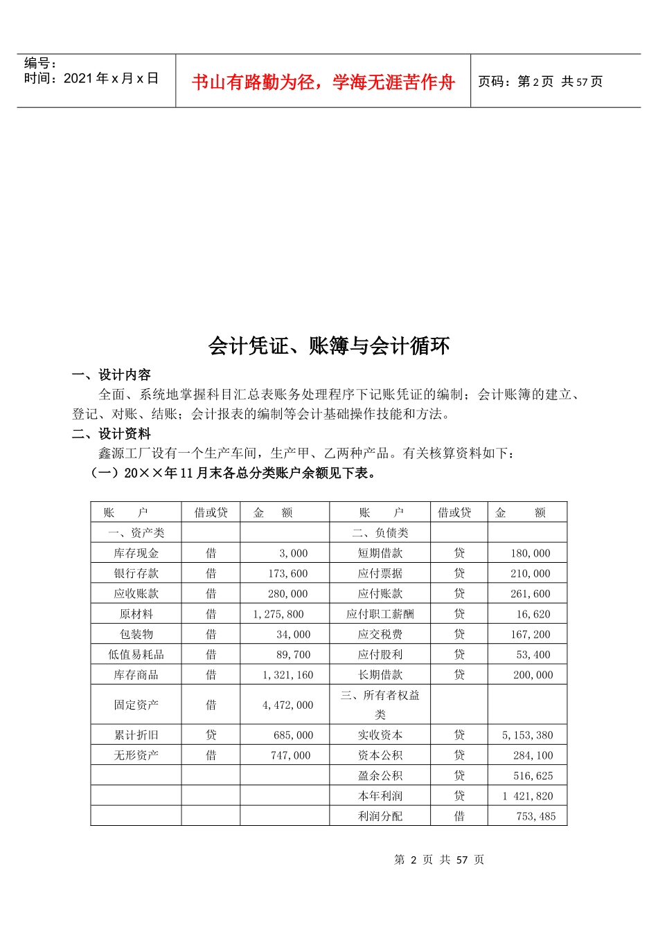 基础会计课程设计(XXXX正稿)_第2页