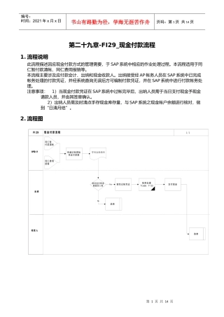 上海震旦家具有限公司SAP实施专案现金付款流程