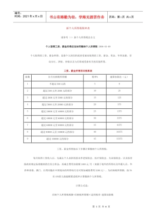 新个人所得税税率