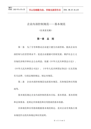 内部控制  基本规范