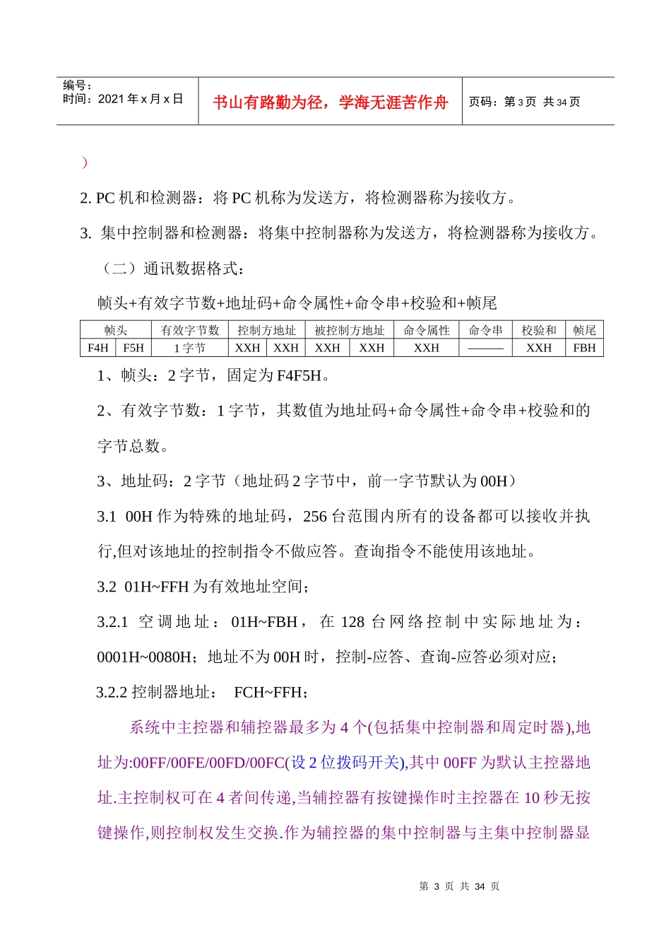 远程监控系统通讯协议--控制查询地址分类(内控)商用5-020527--1_第3页