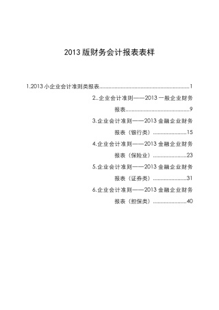 XXXX版财务会计报表表样