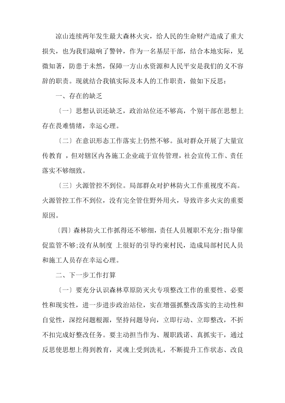 森林草原防灭火反思材料_第1页