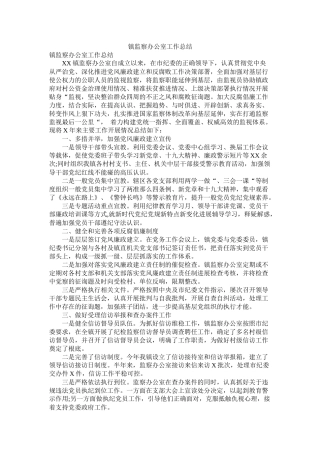 镇监察办公室工作总结