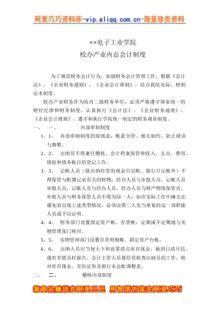 财务会计制度-电子工业学院校办产业内总会计制度