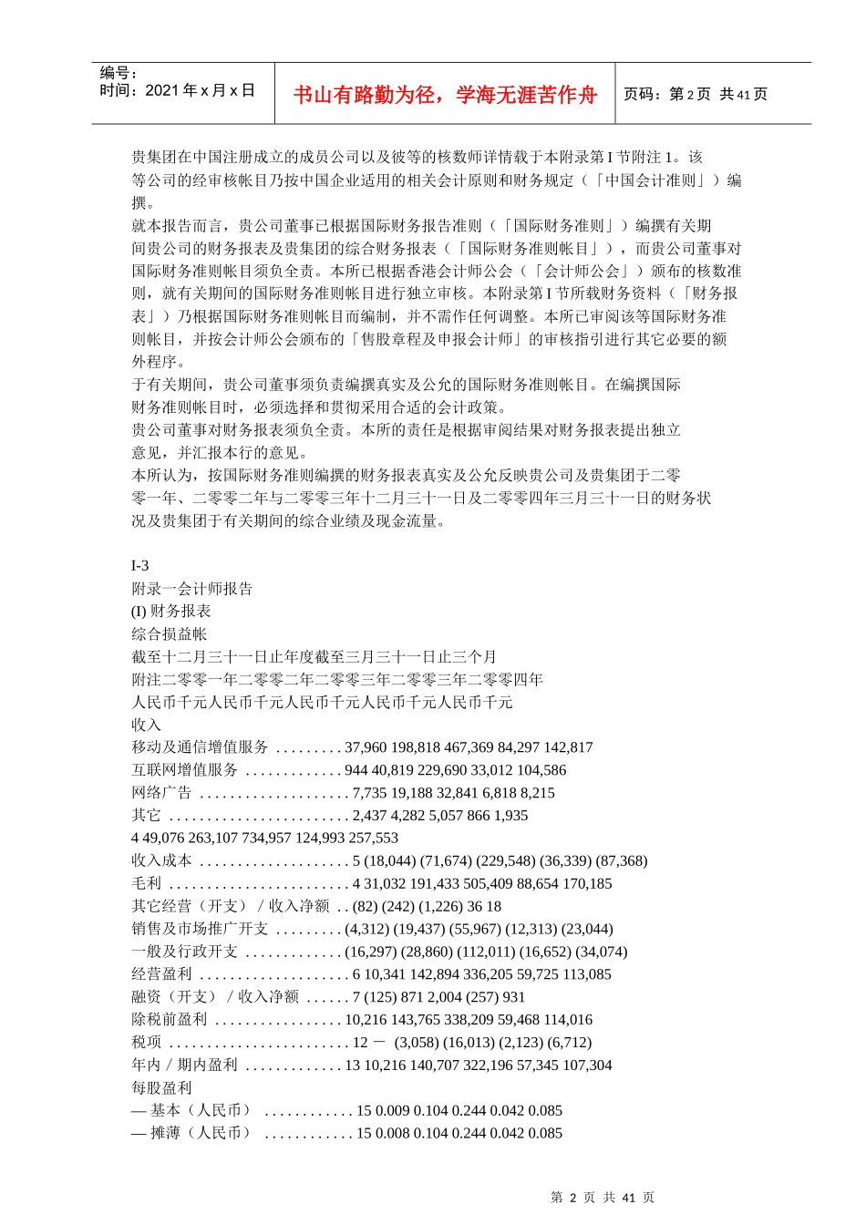 某科技公司上市财务报表会计师报告_第2页