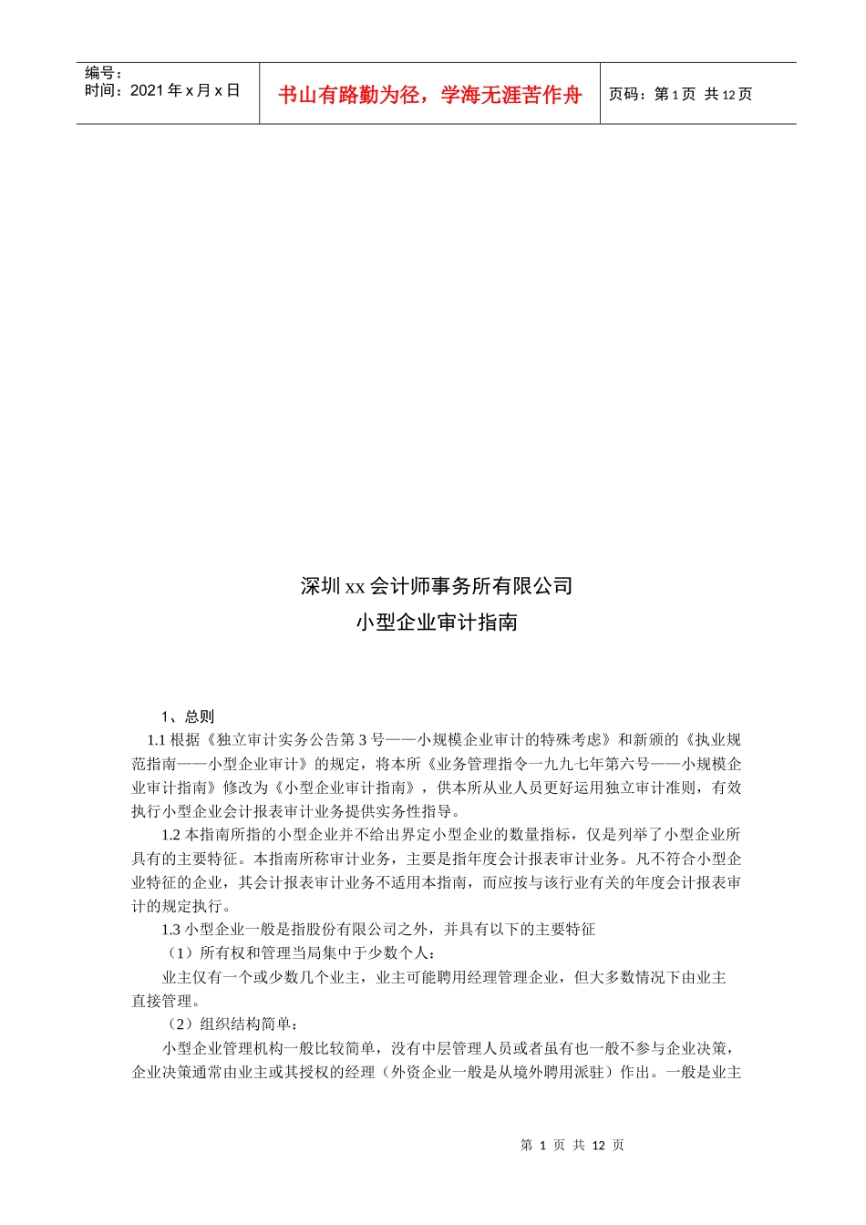 小型企业审计指导书_第1页