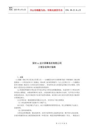 小型企业审计指导书