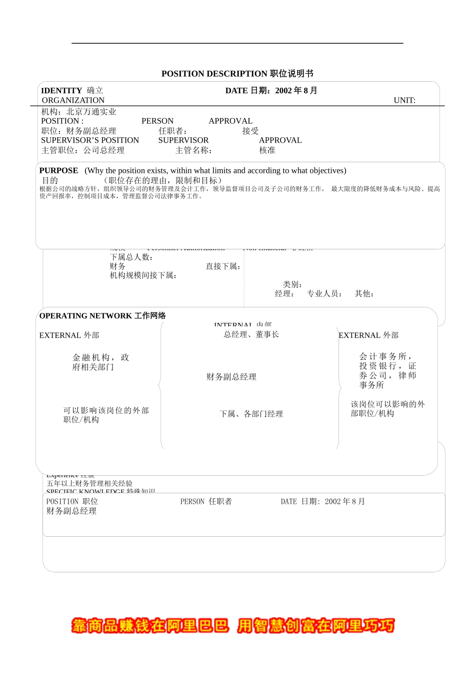 财务副总经理岗位说明书_第1页