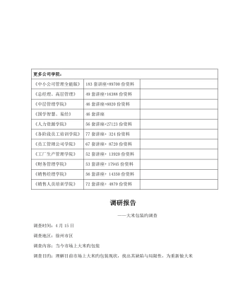 包装印刷大米包装的调研报告