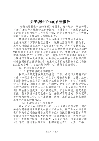 关于统计工作的自查报告