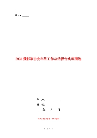 2024摄影家协会年终工作总结报告典范精选