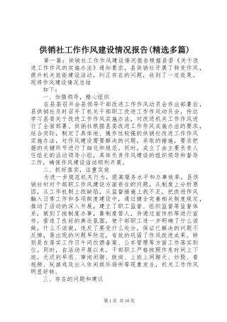 供销社工作作风建设情况报告(精选多篇)