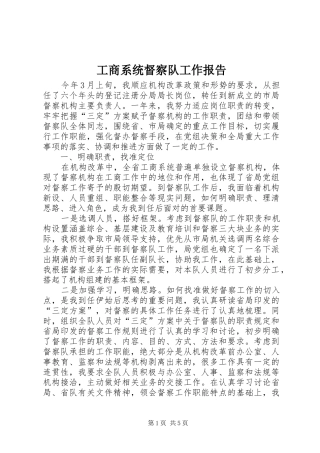 工商系统督察队工作报告