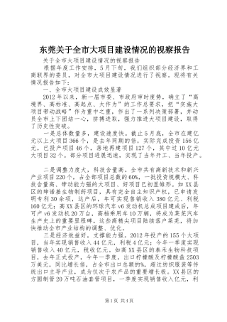 东莞关于全市大项目建设情况的视察报告