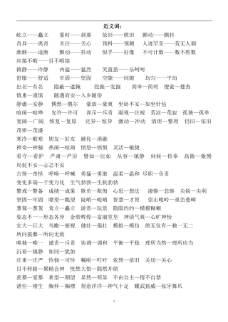 人教版四年级上册语文近义词、反义词、多音字汇总[1]