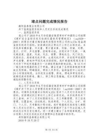 堵点问题完成情况报告
