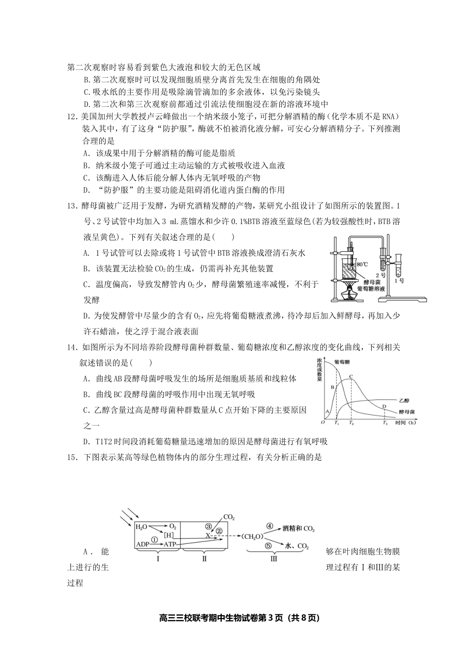 黄石二中鄂南高中鄂州高中2015届期中生物试卷_第3页