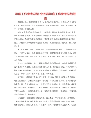 2021年度工作参考总结业务员年度工作参考总结报告