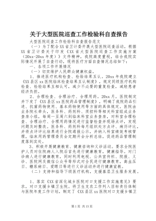 关于大型医院巡查工作检验科自查报告