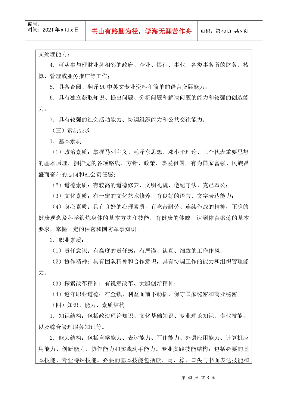 三年制专科投资与理财专业人才培养方案_第2页