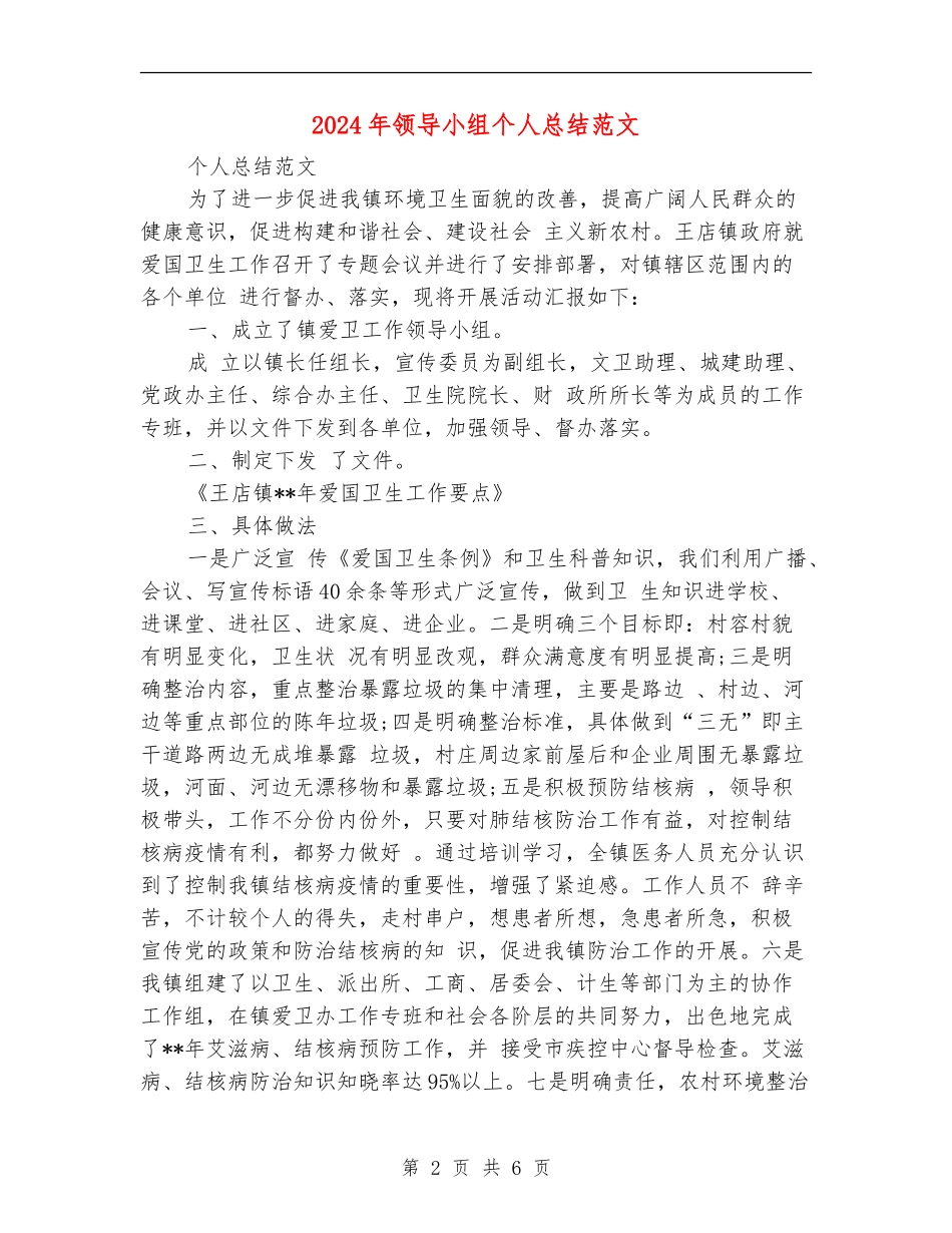 2024年领导小组个人总结范文_第2页