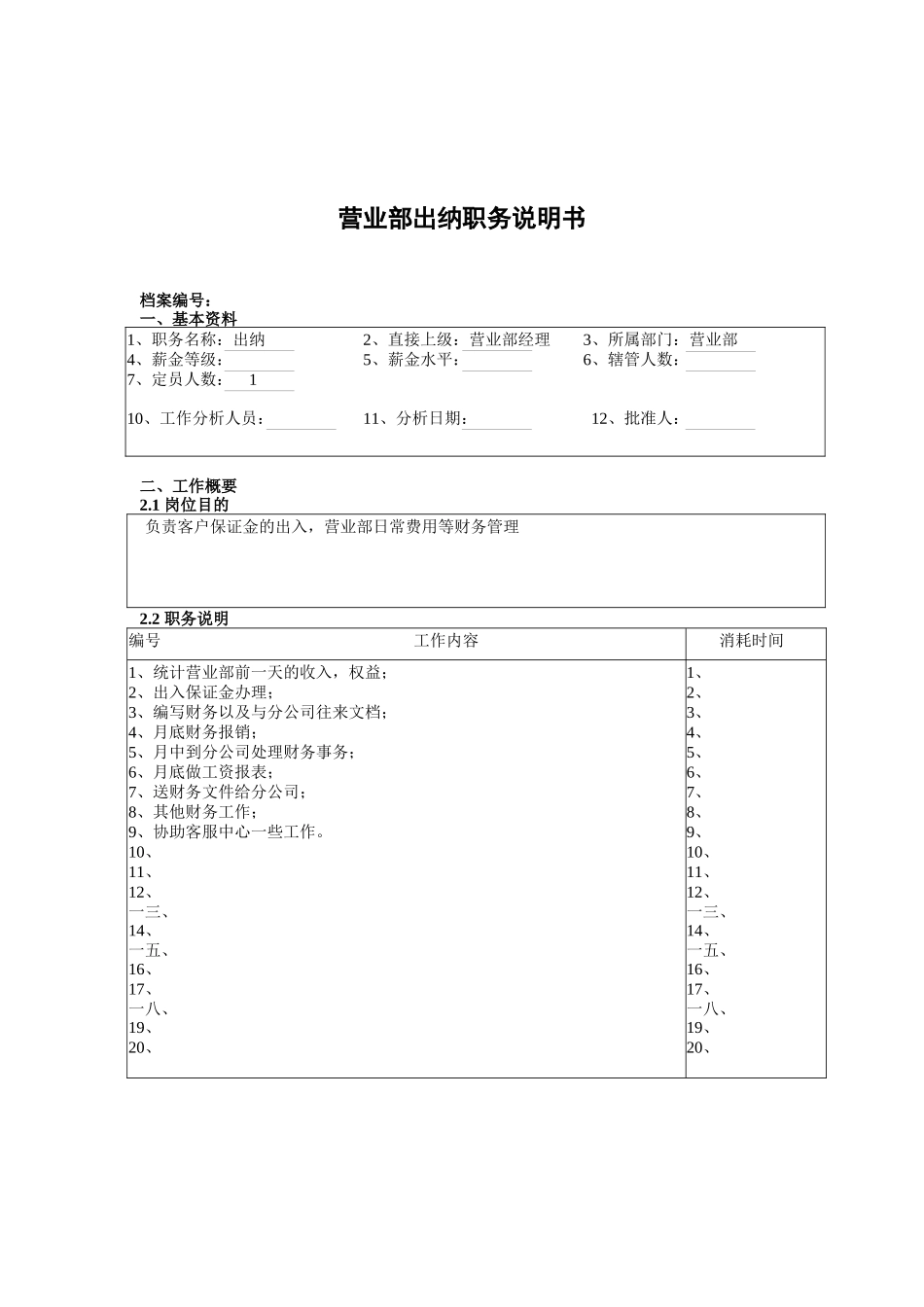 营业部出纳岗位职责_第1页