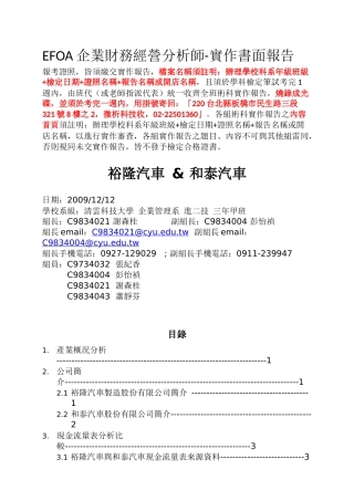 EFOA企业财务经营分析师-实作书面报告