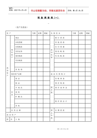 【财务表格】预备调查表（一）