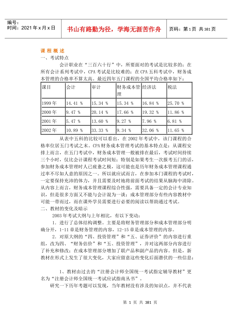 上海会计学院的某某年财管讲义_第1页