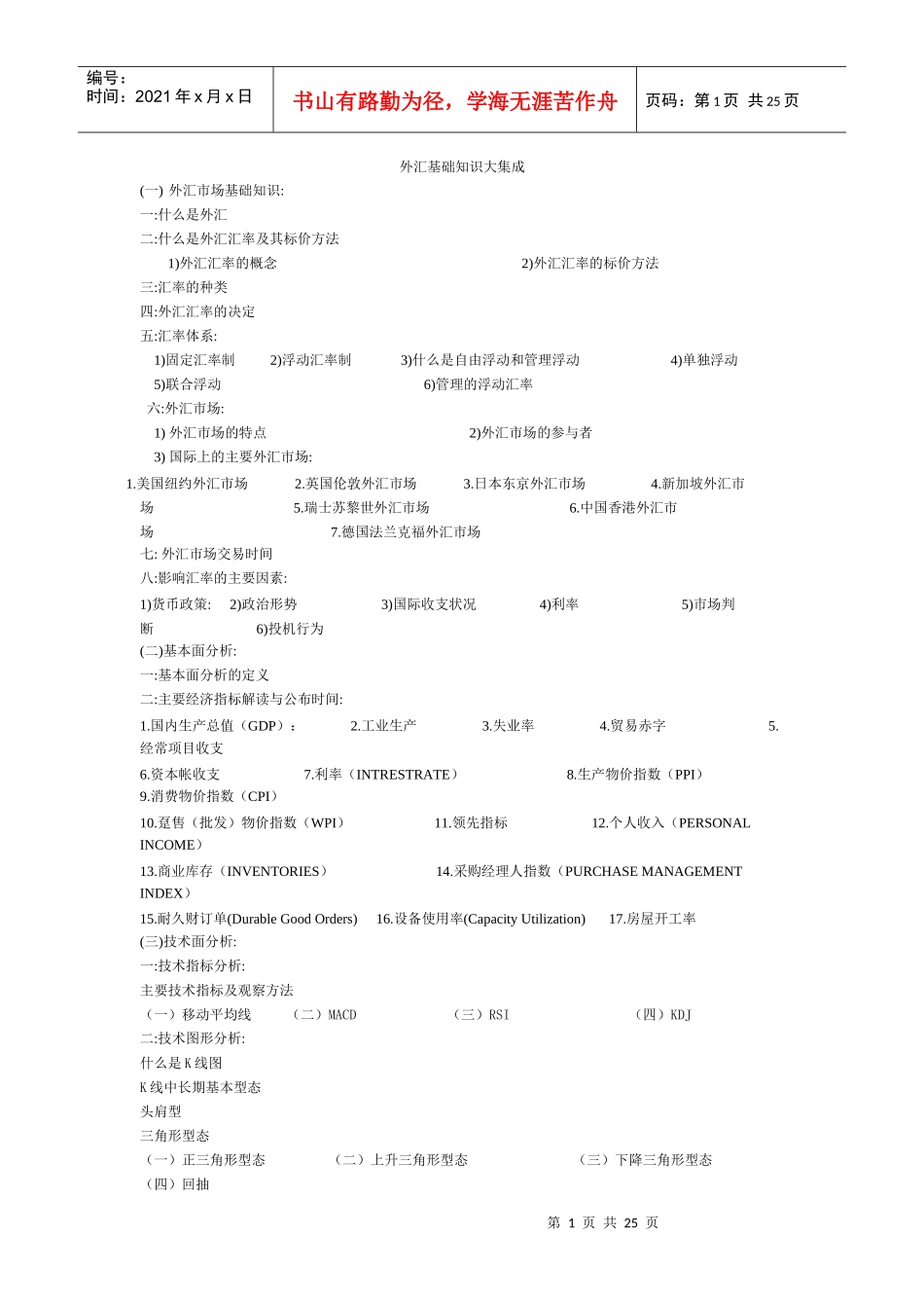 外汇基础知识大集成_第1页