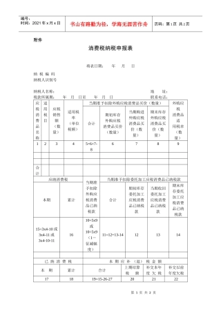 最新消费税纳税申报表