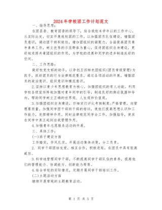 2024年学校团工作计划范文