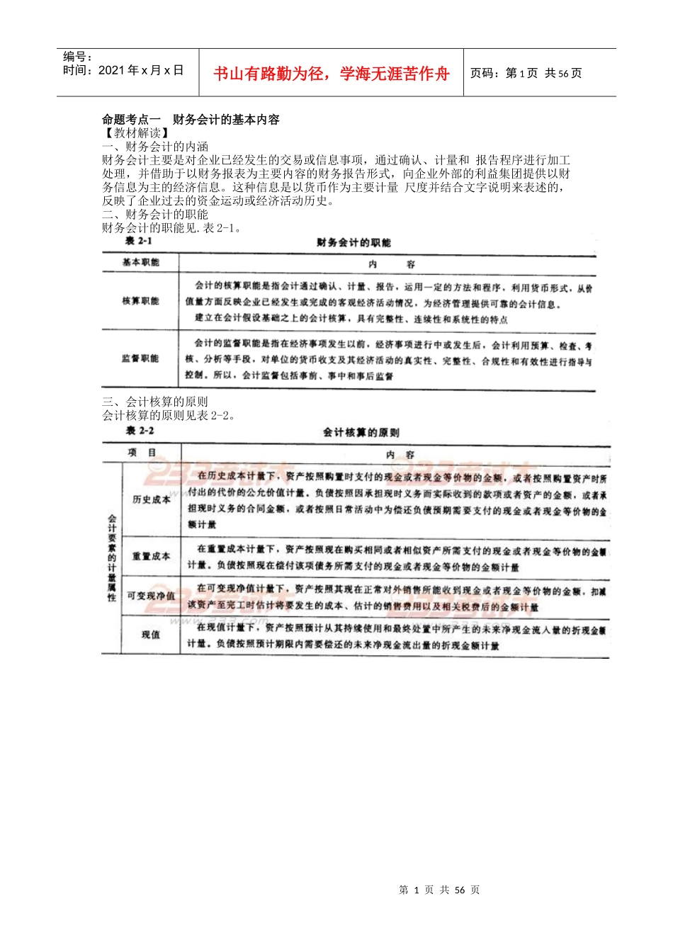 教材命题考点及真题例析工程财务会计_第1页