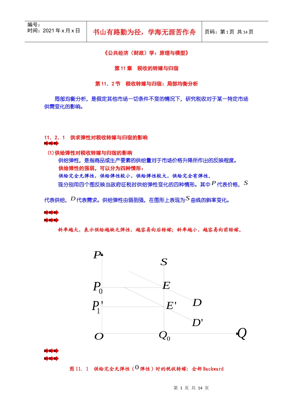 第11章 税收的转嫁与归宿 第02节 税收转嫁与归宿：局部均衡分析_第1页