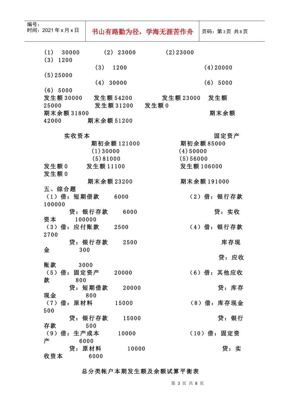 基础会计学单元测试_第3页