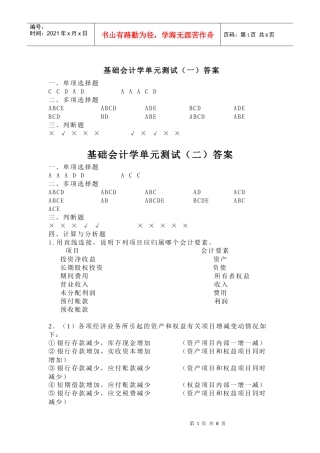 基础会计学单元测试