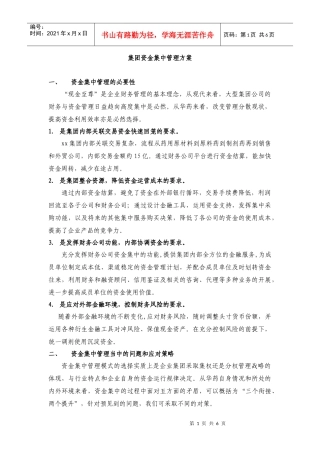 集团资金集中管理方案