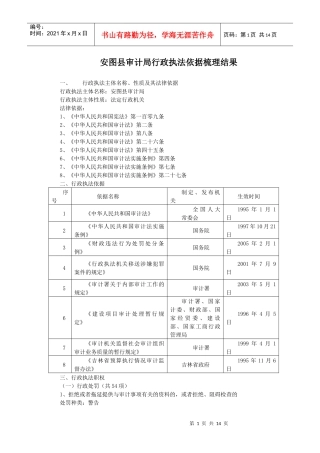 安图县审计局行政执法依据梳理结果