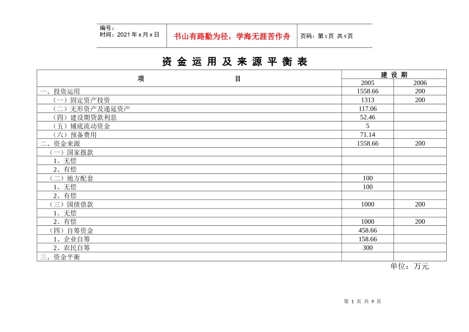 资金运用及来源平衡表_第1页