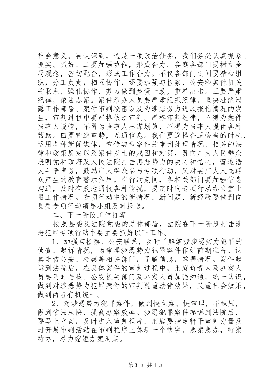 法院关于集中打击涉恶势力犯罪专项行动开展情况的汇报材料_第3页