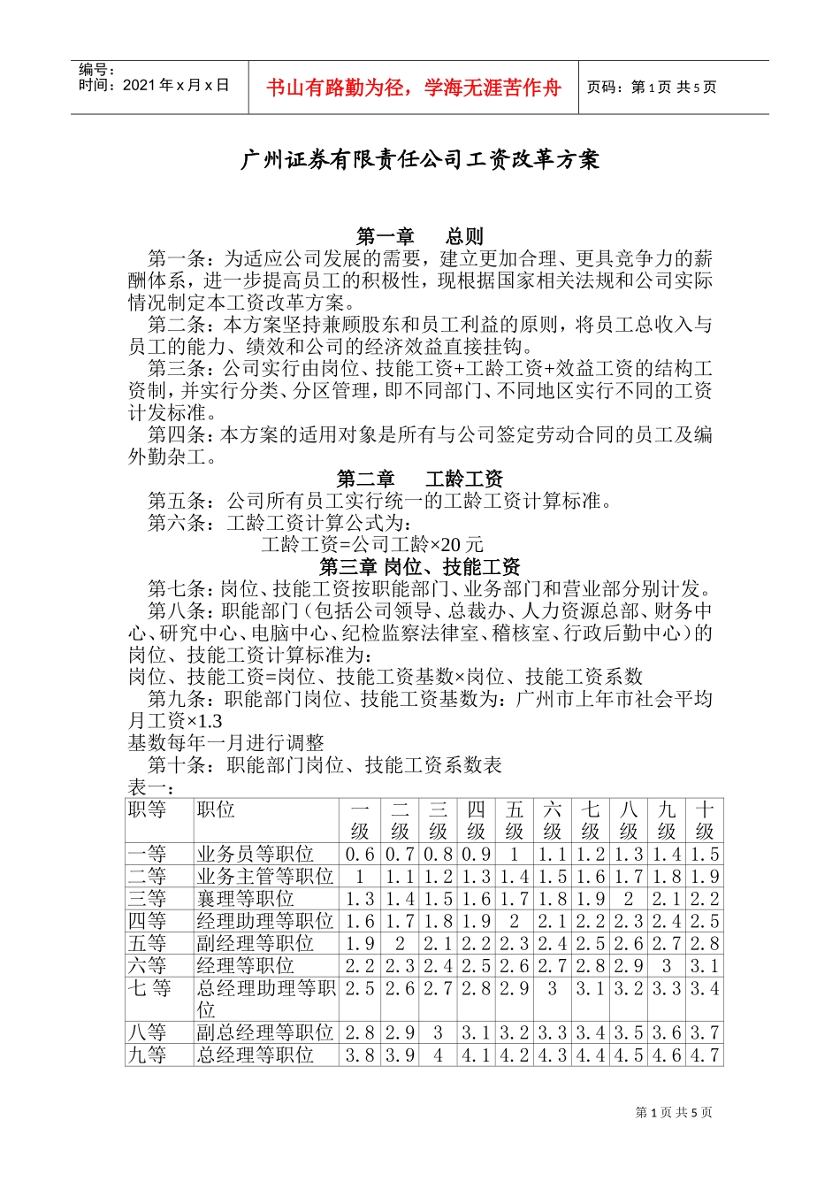 广州证券工资改革方案个_第1页