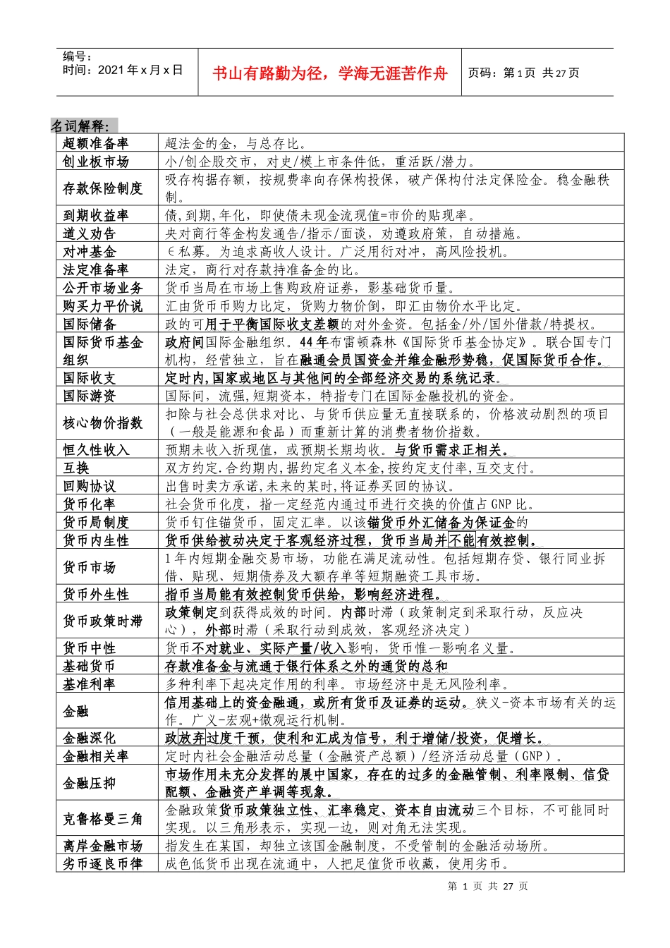 货币银行学背诵材料(提纲)_第1页