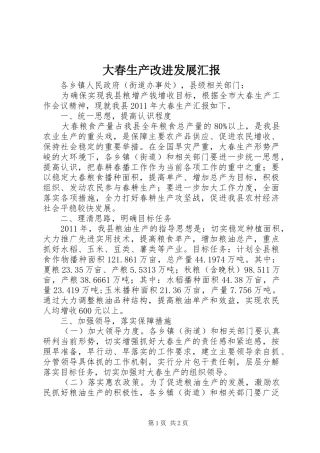 大春生产改进发展汇报